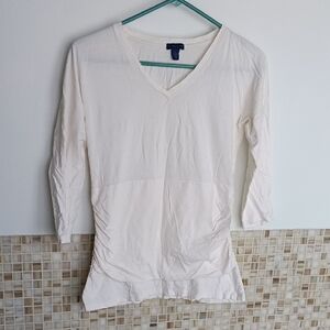 Lilla P Cotton Off White Tee Sheered Sides